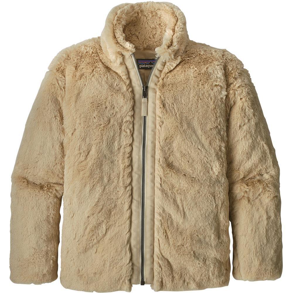 Patagonia Lunar Frost Oyster White Plush Jacket Fleece Zip Front Medium 10 Girls